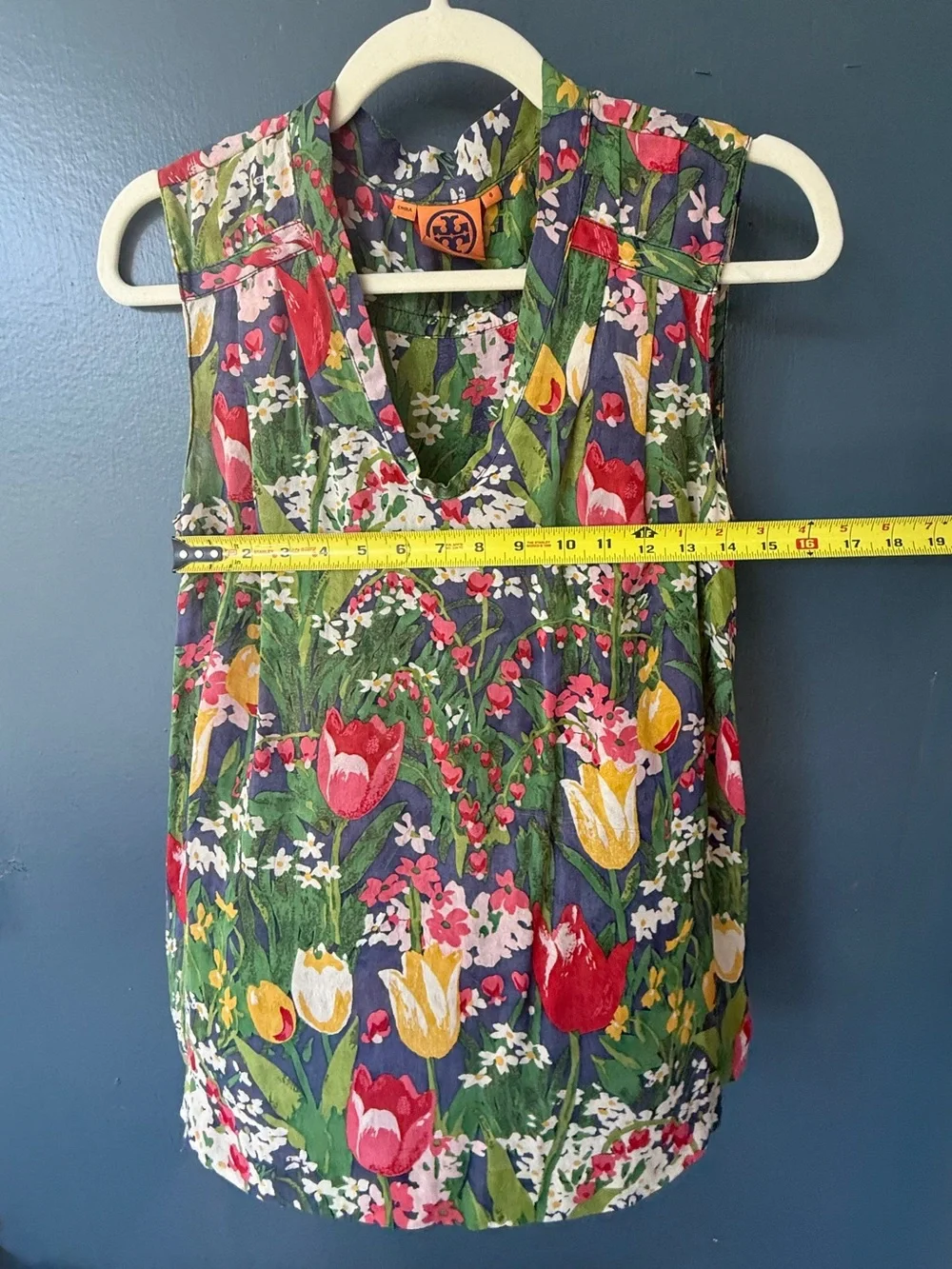 Tory Burch Silk Floral Tulip Tank with V-Neck